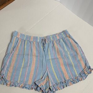 Crown & Ivy High Waist Striped Shorts - Blue and Multicolor